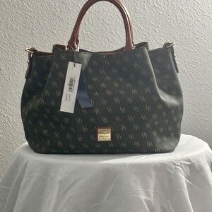 Dooney & Bourke Dark Green and Brown Tote